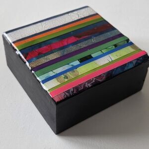 SOLD - ORIGINAL Colorful Striped Resin Collage Artwork